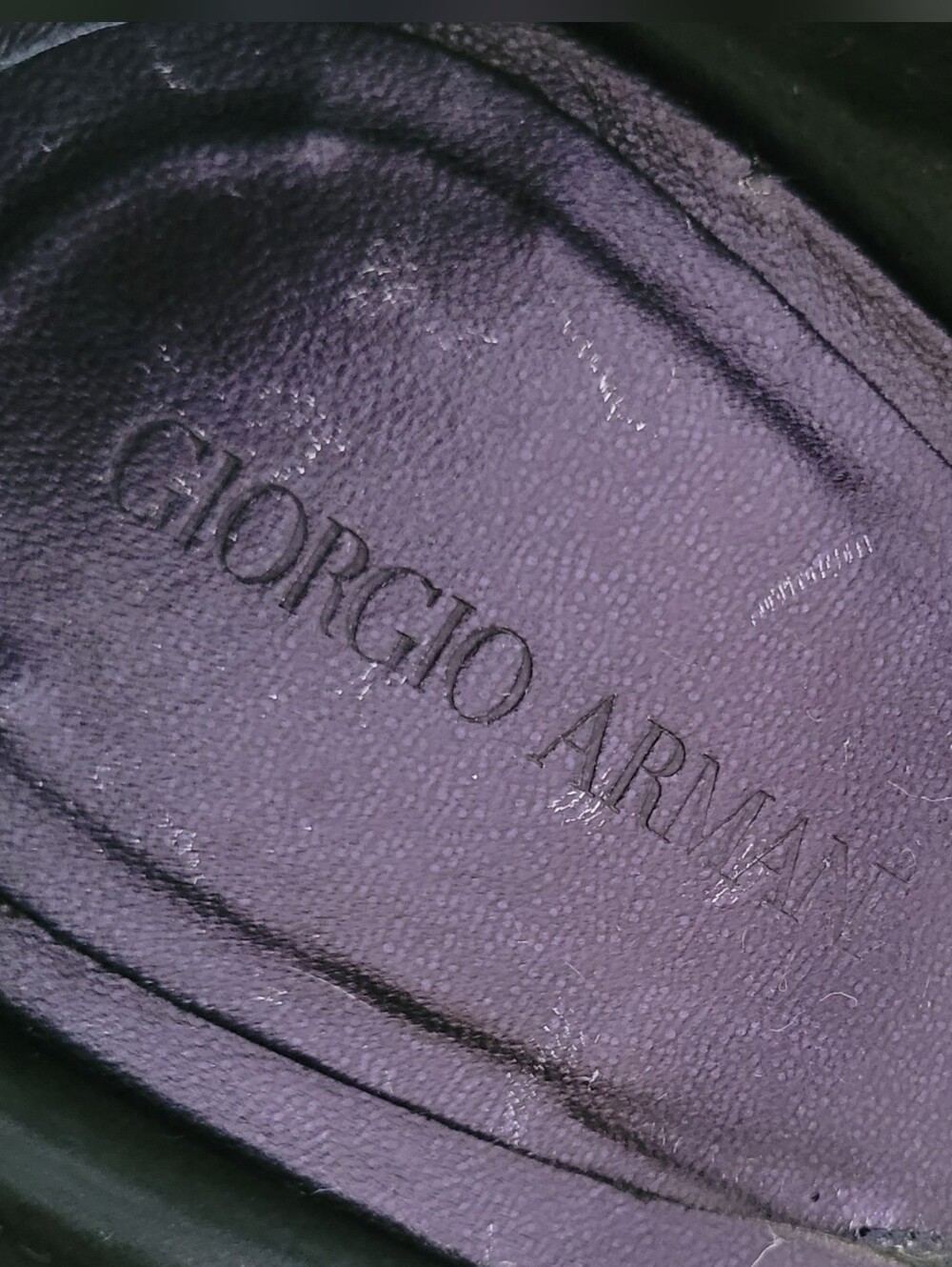 Giorgio Armani Pointed Toe Ankle-Strap Flats Black/Purple Sheen IT 39.5/US 9.5 - Picture 2 of 16
